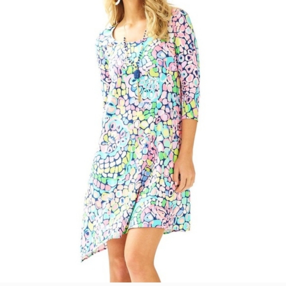 Lilly Pulitzer Dresses & Skirts - Lilly Pulitzer Ariana Gypsy Jungle Swing Dress XS Neon Pastel Geometric Artsy